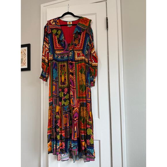 Farm Rio S Patchwork Tapestry Ankle Dress - Picture 4 of 6